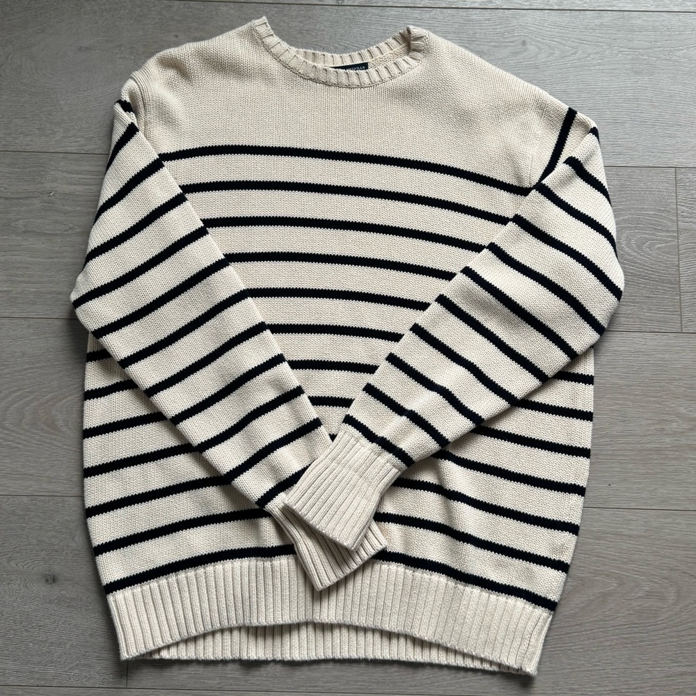 Brandy Melville Cream and Black Striped Sweater